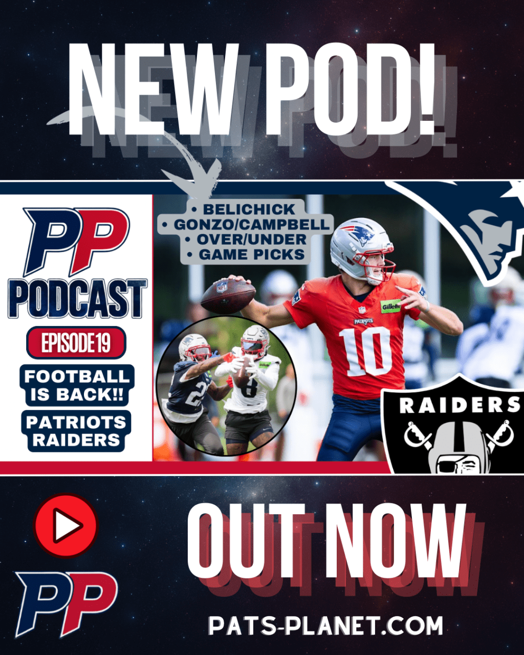FOOTBALL’S BACK! Patriots/Raiders; Petty Bill; Over/Unders | Pats Planet Podcast Ep.&nbsp;19‼️